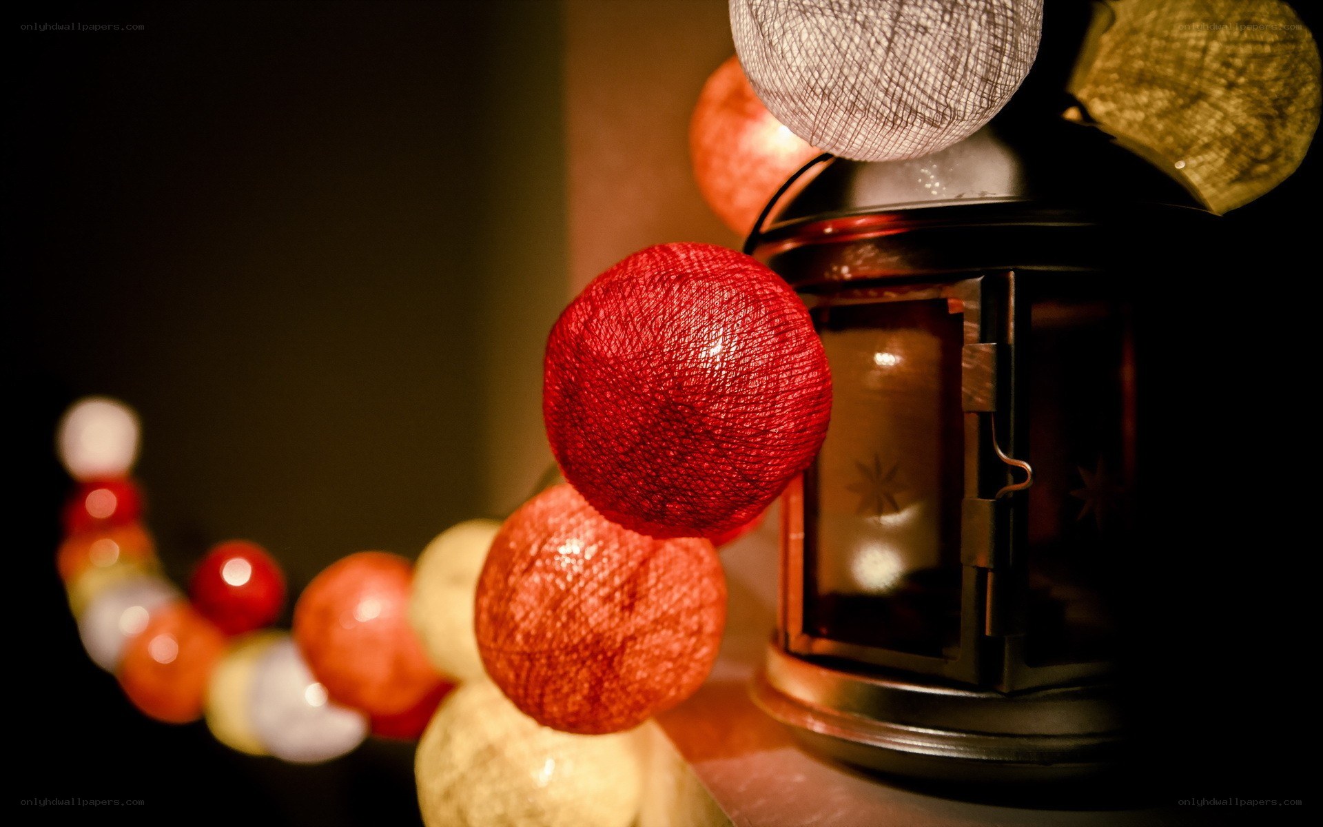 Colorful lanterns in warm light