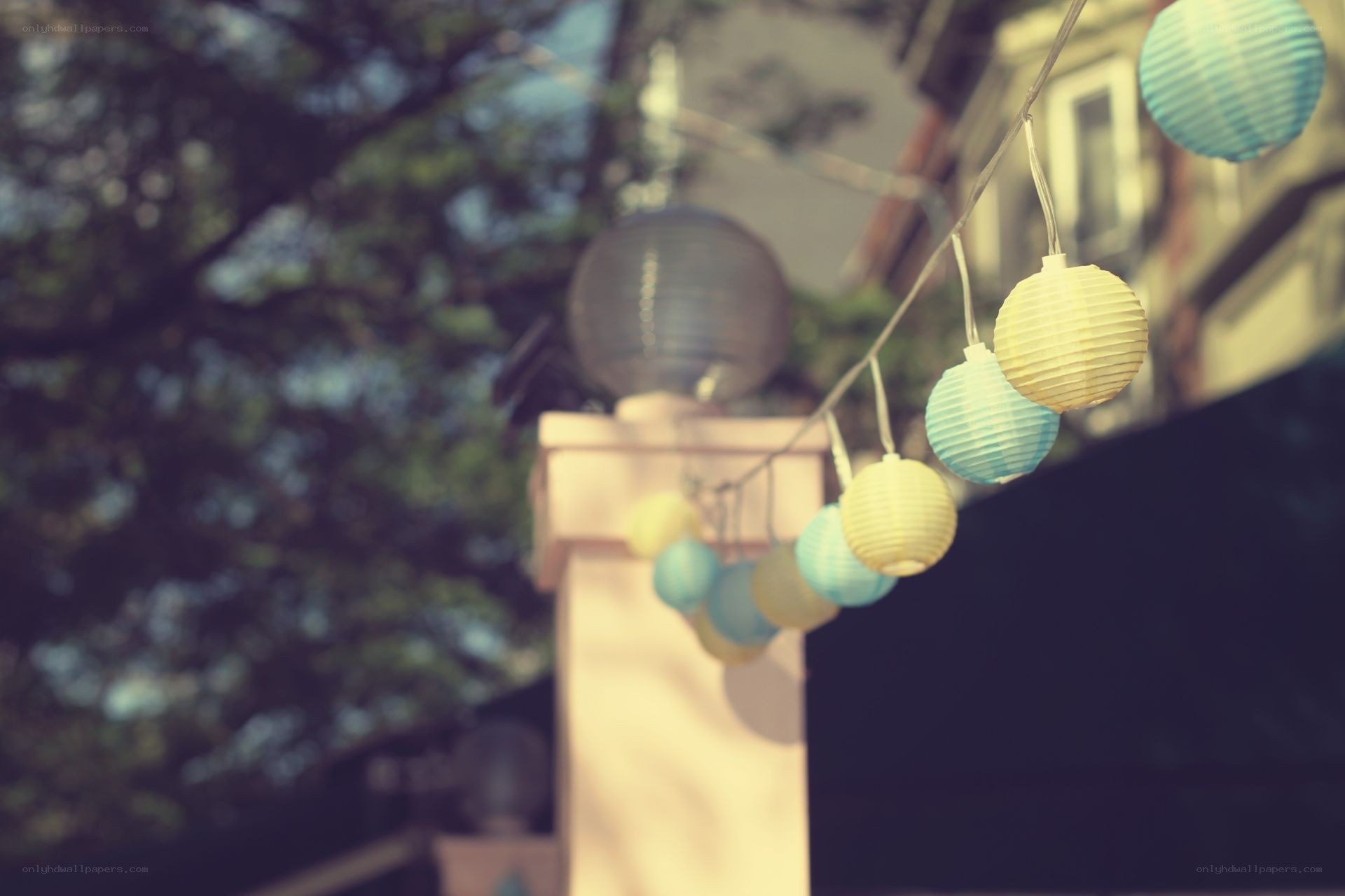 Colorful lanterns on a string