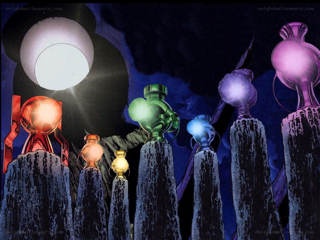 Colorful lanterns on stone pillars