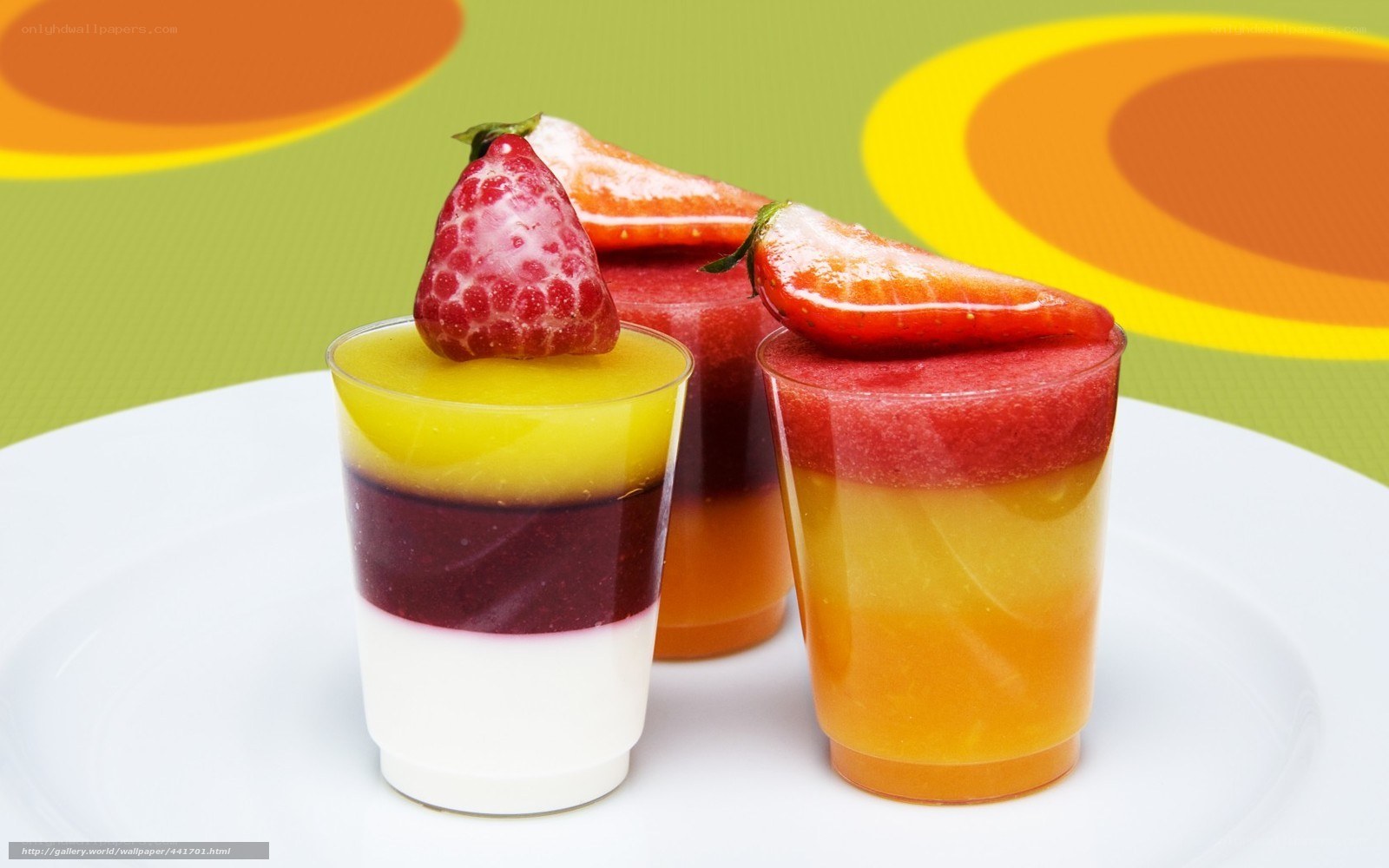 Colorful layered desserts