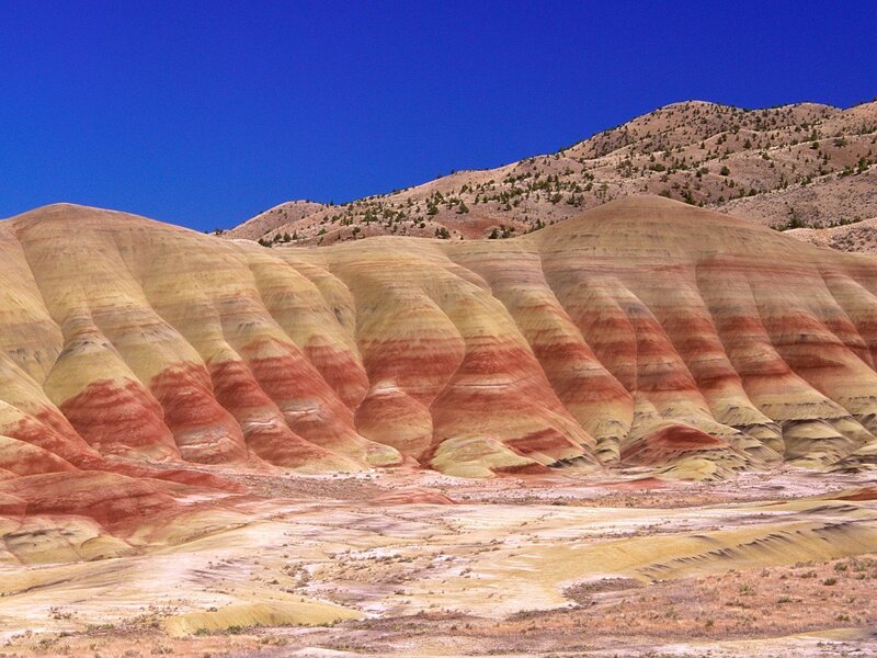 Colorful layered hills