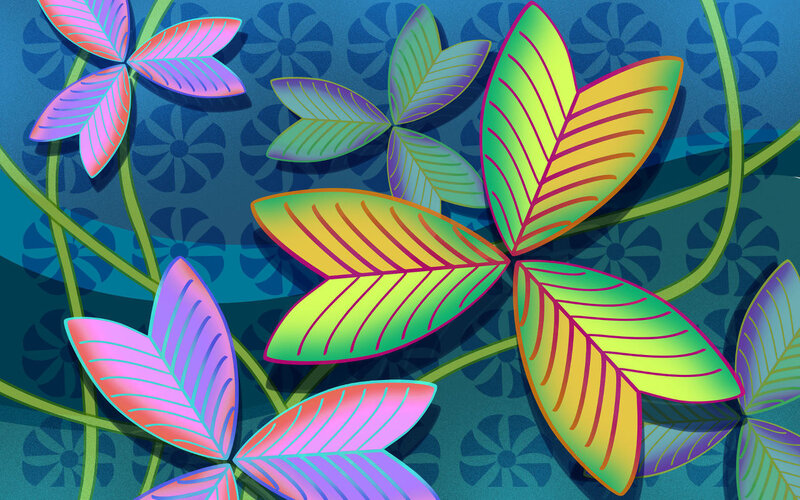 Colorful Leaf Patterns — Blue