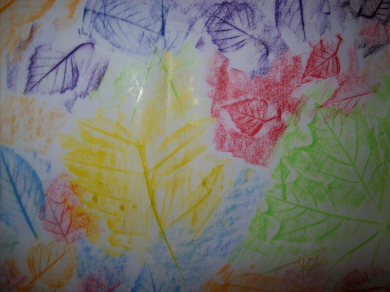 Colorful leaf print art