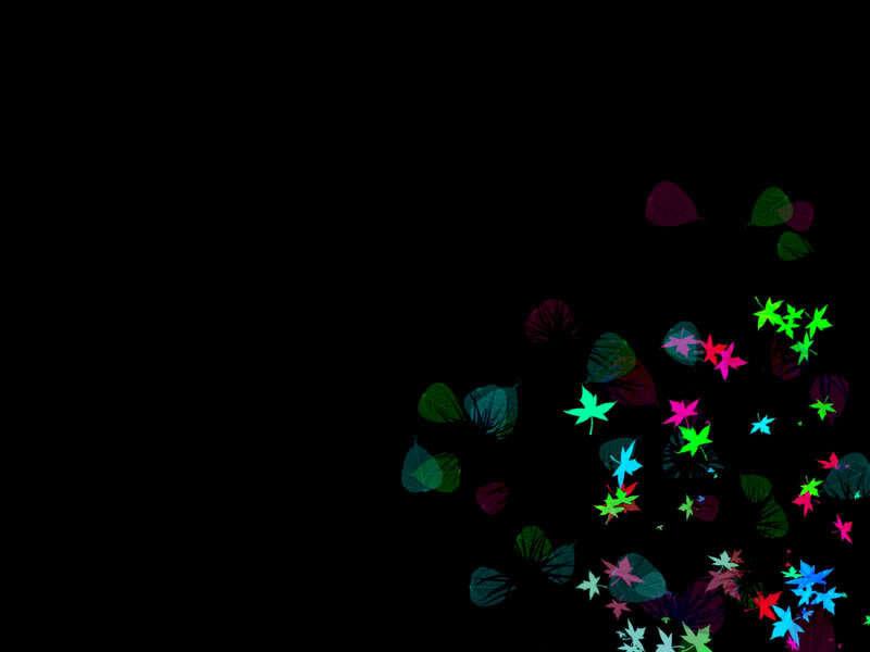 colorful leaf shapes on black