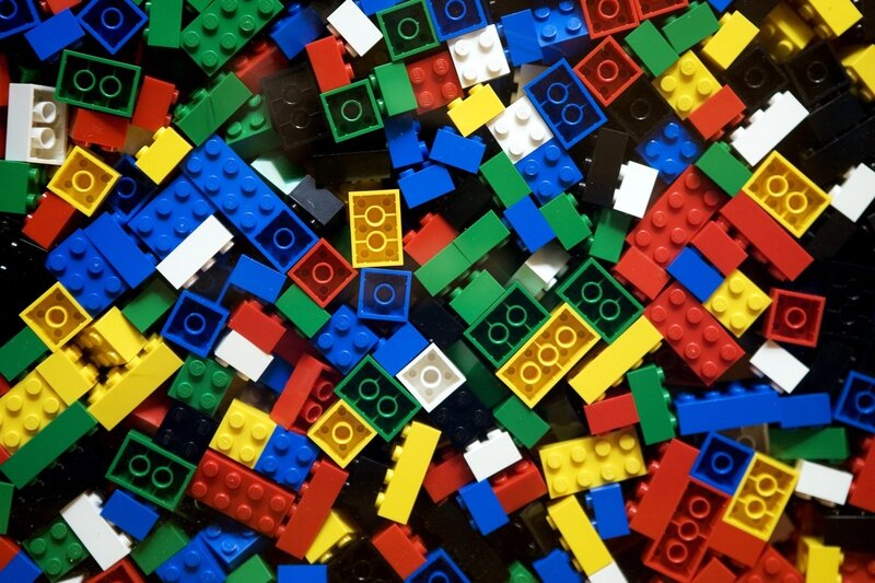 Colorful Lego Bricks — Red, Chaotic, Photograph