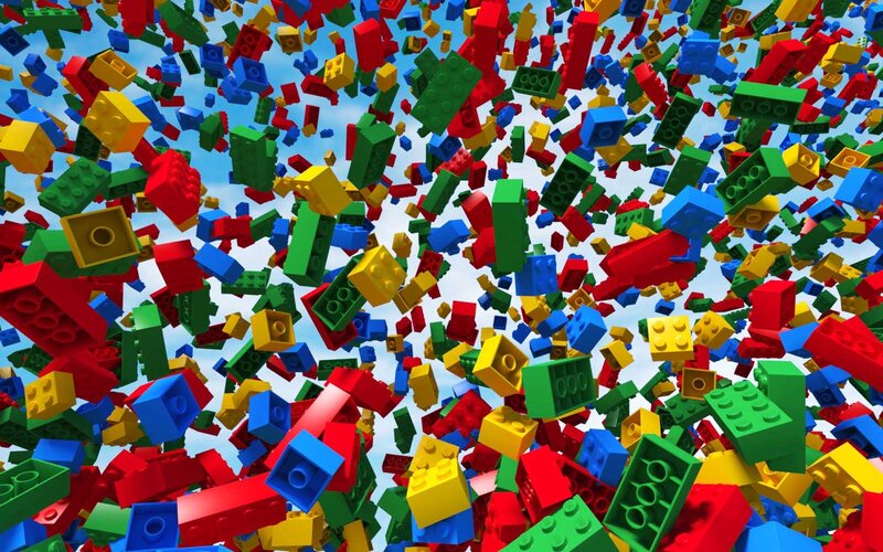 Colorful Lego Bricks — Red, Chaotic