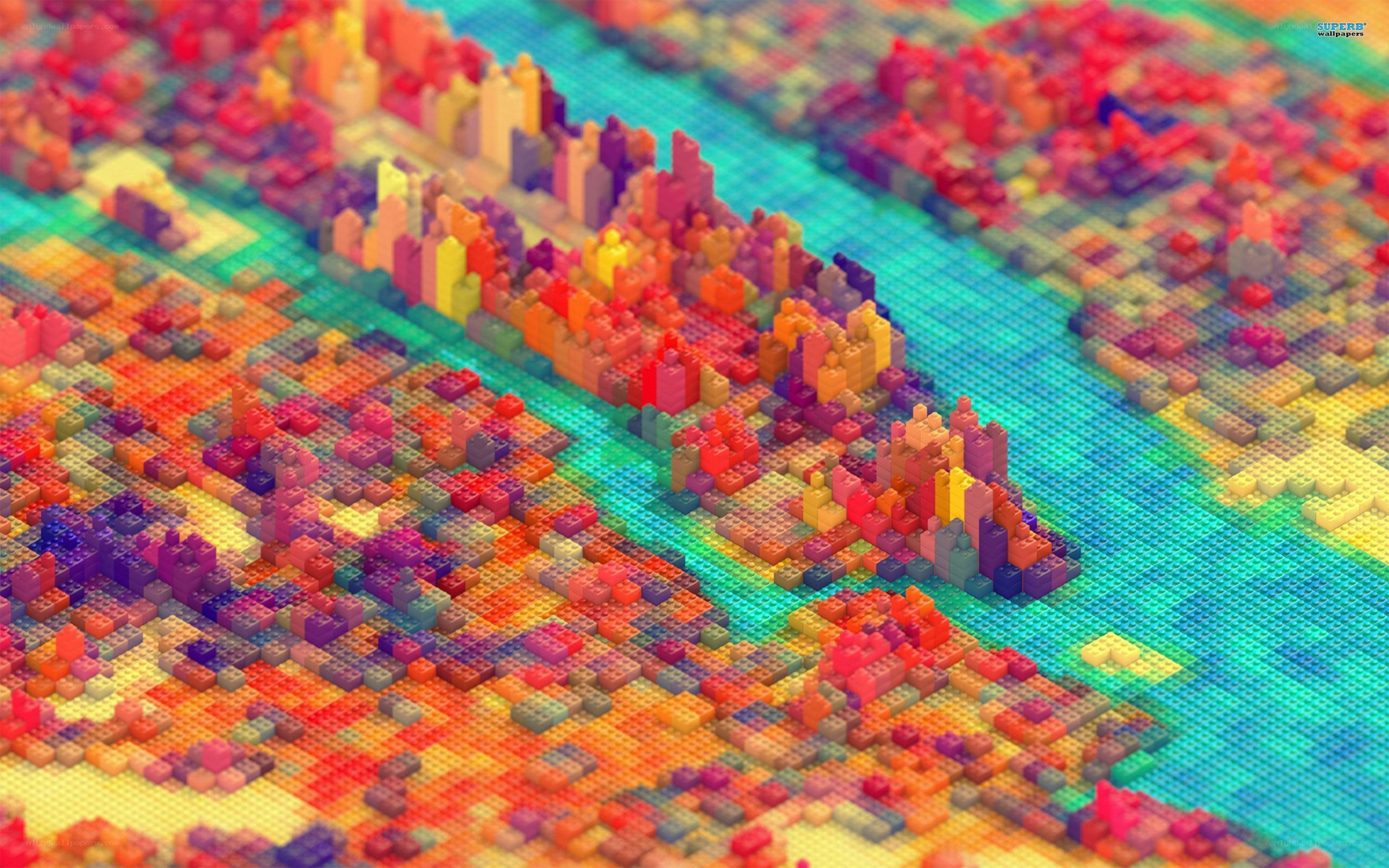 Colorful Lego cityscape