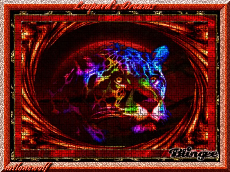 Colorful Leopard Head — Red, Dramatic