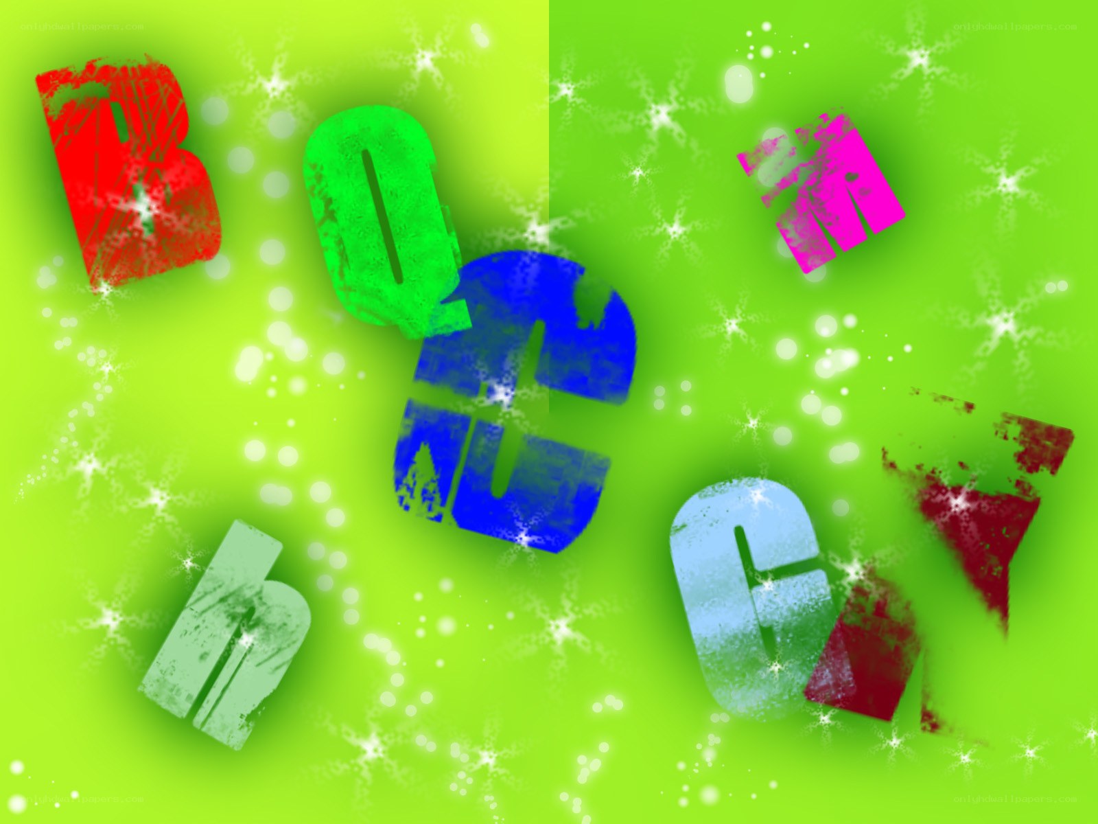 colorful letters on green background
