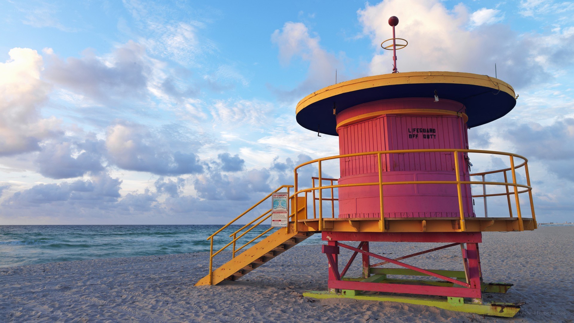 colorful lifeguard tower on beach