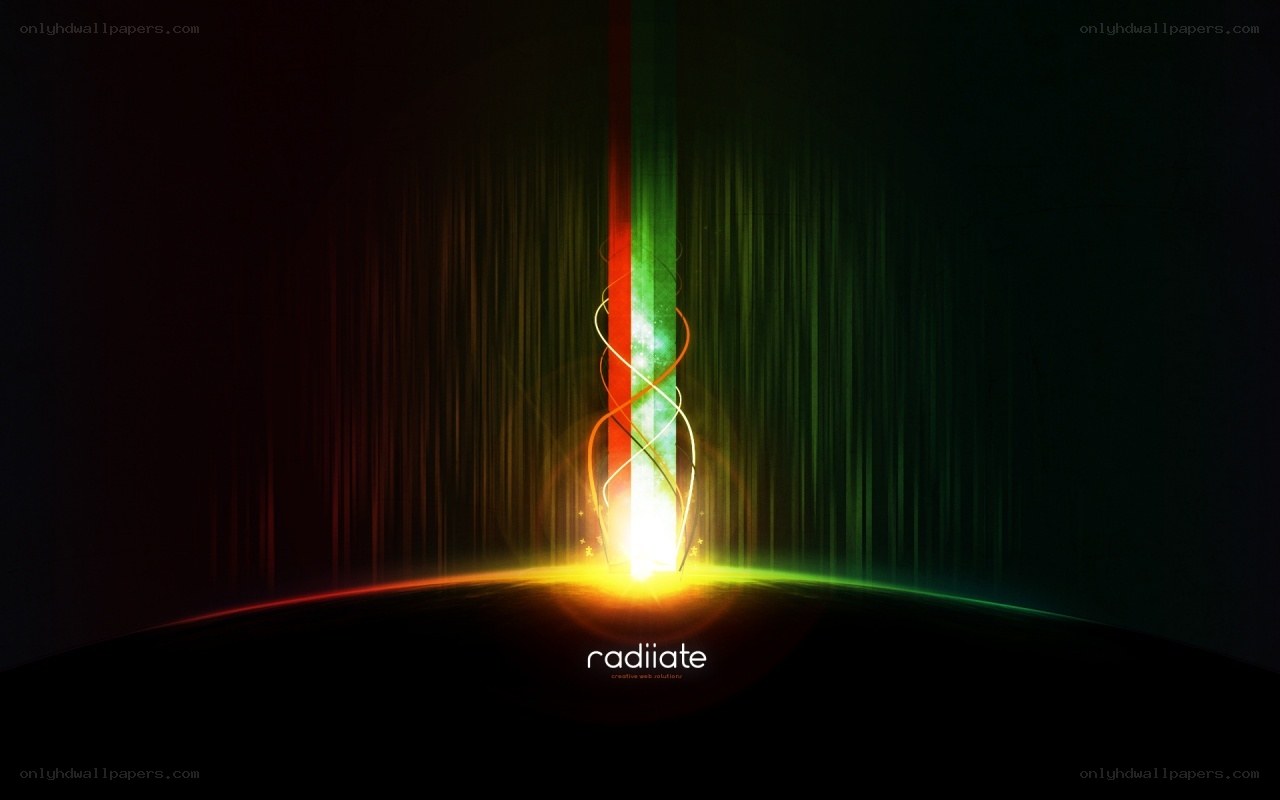 Colorful light beam radiating