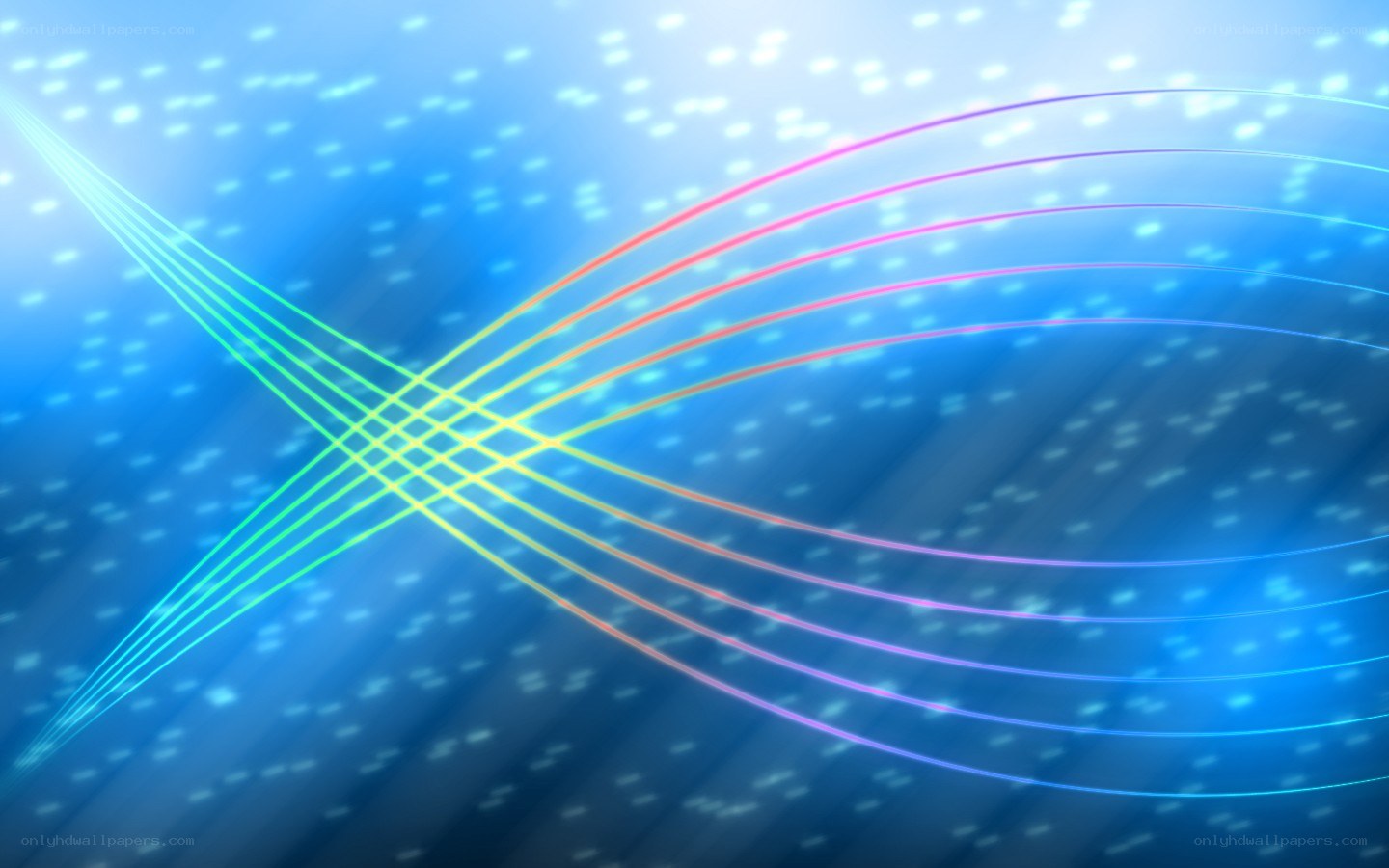 Colorful light beams crossing