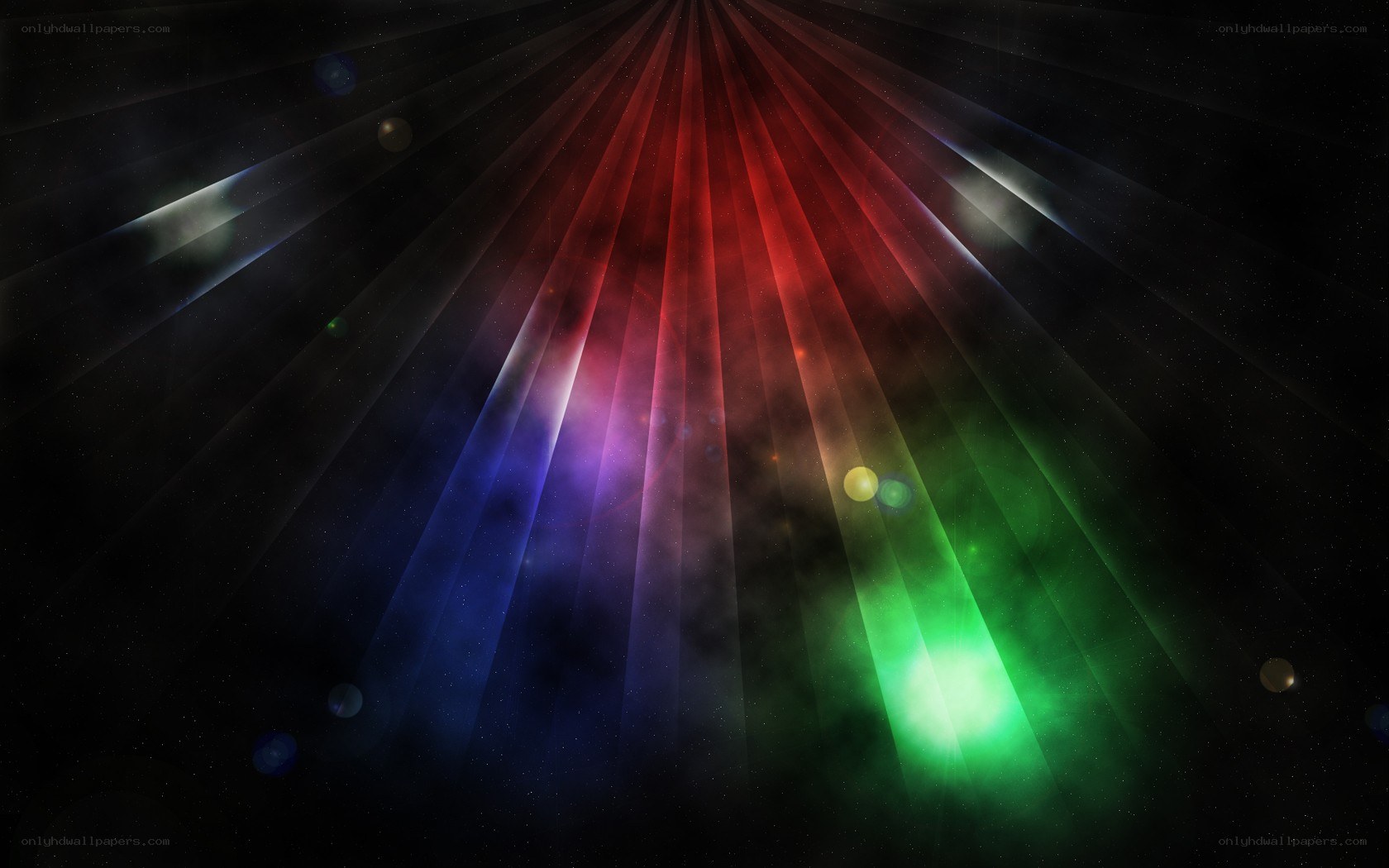 colorful light beams in space