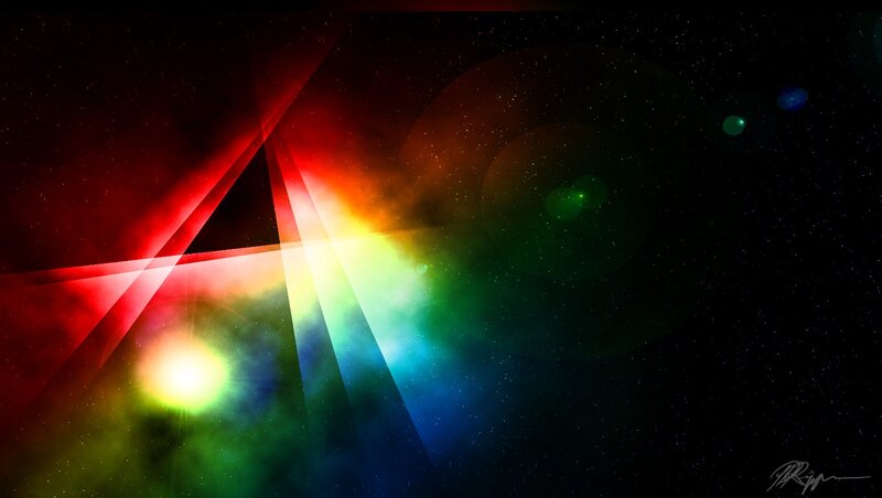 Colorful Light Beams in Space — Red