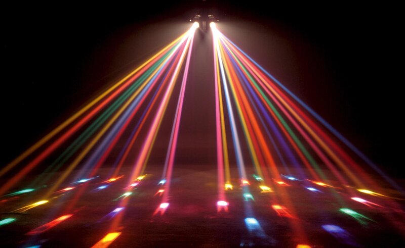 Colorful Light Beams — Red, Dramatic, Night