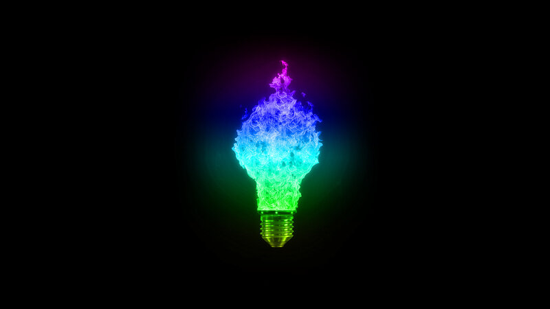 colorful light bulb flame