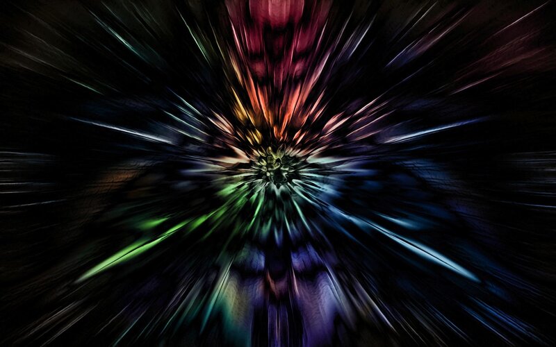 Colorful Light Burst — Black, Dynamic, Abstract, Light Rays