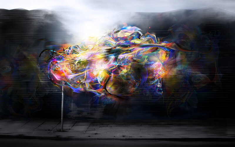 Colorful Light Burst — Black