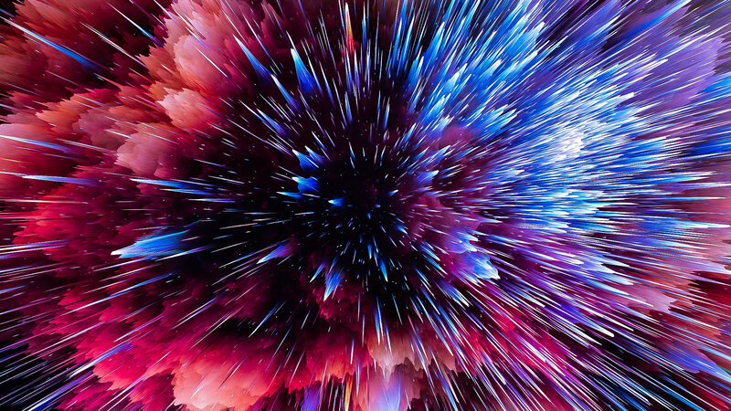 Colorful Light Burst — Blue, Dynamic, Digital Art