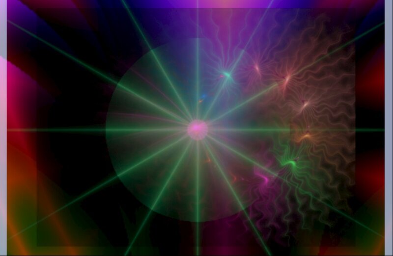 Colorful Light Burst — Green, Energetic, Digital Art, Light Rays