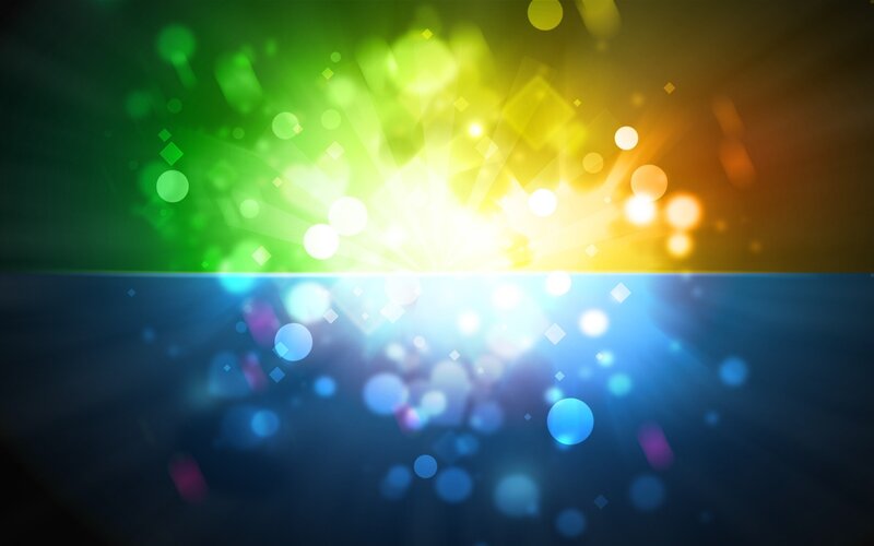 Colorful Light Burst — Green, Vibrant, Abstract, Bokeh