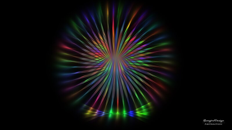 Colorful Light Burst — Green, Vibrant, Abstract, Light Rays, Black Background