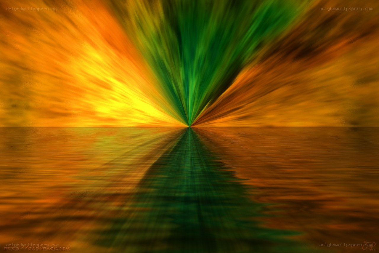 Colorful light burst over water