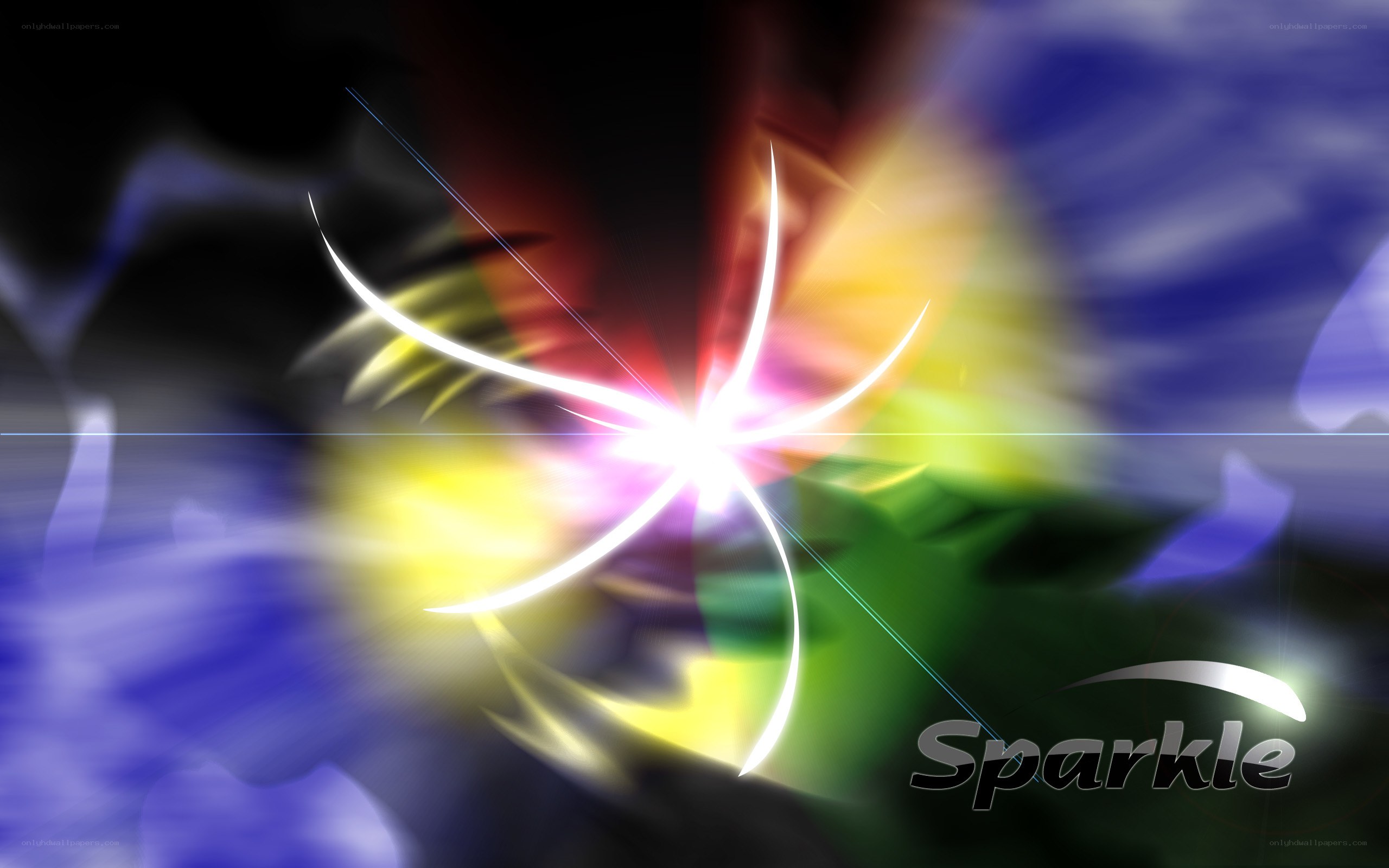 Colorful light burst with Sparkle logo