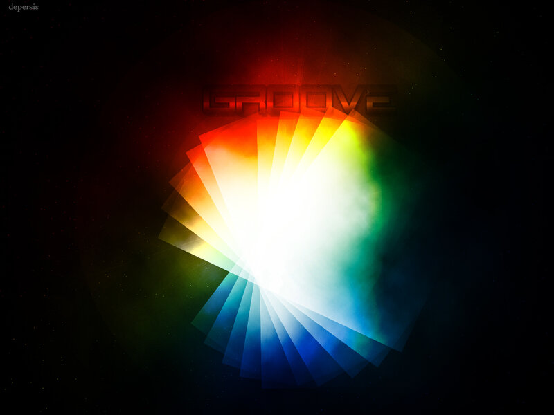 Colorful light burst with text