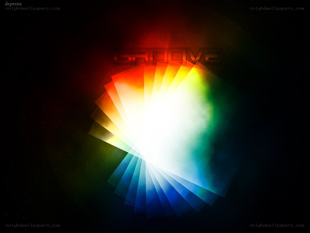 Colorful light burst with text