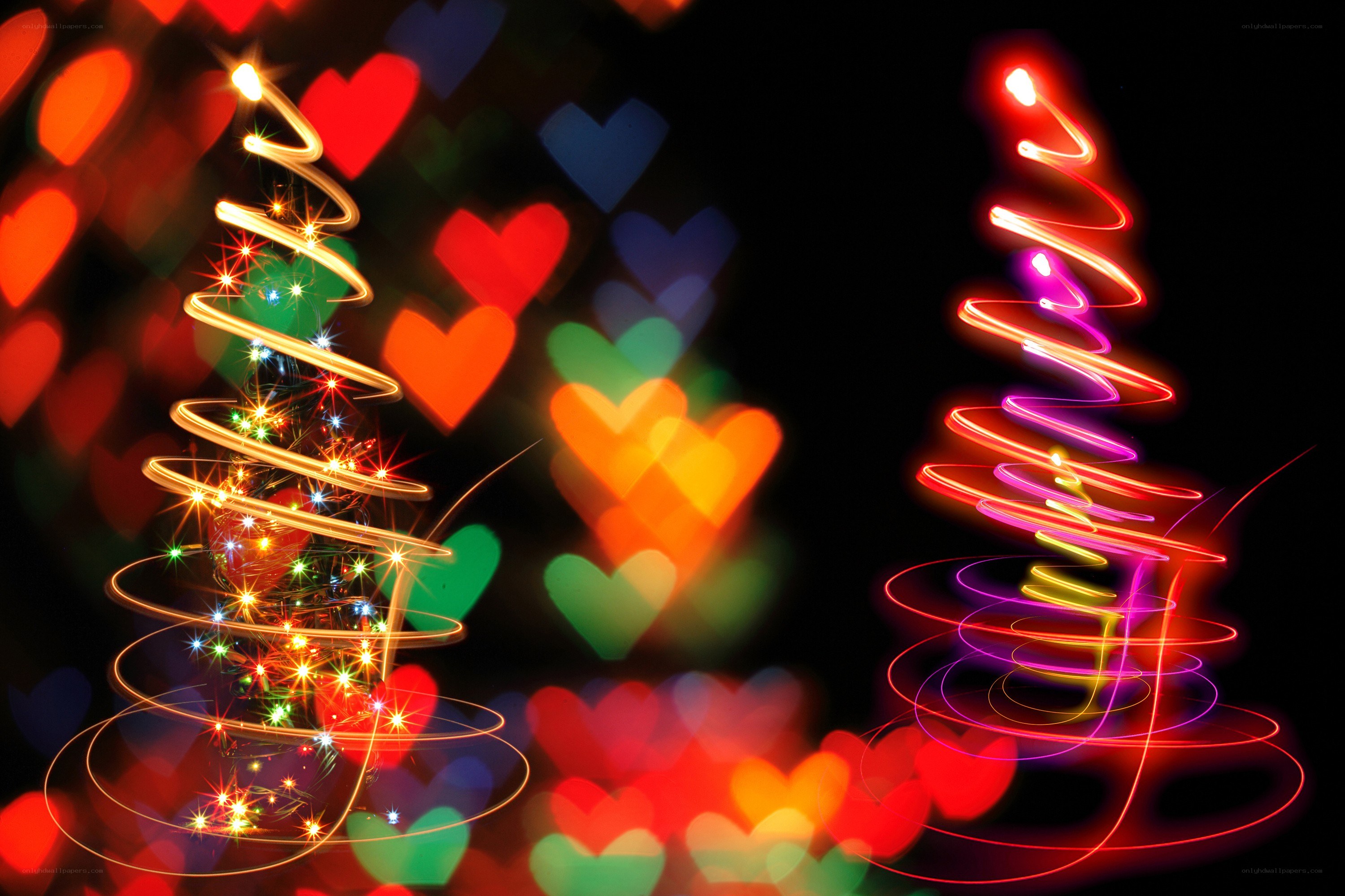 Colorful light Christmas trees