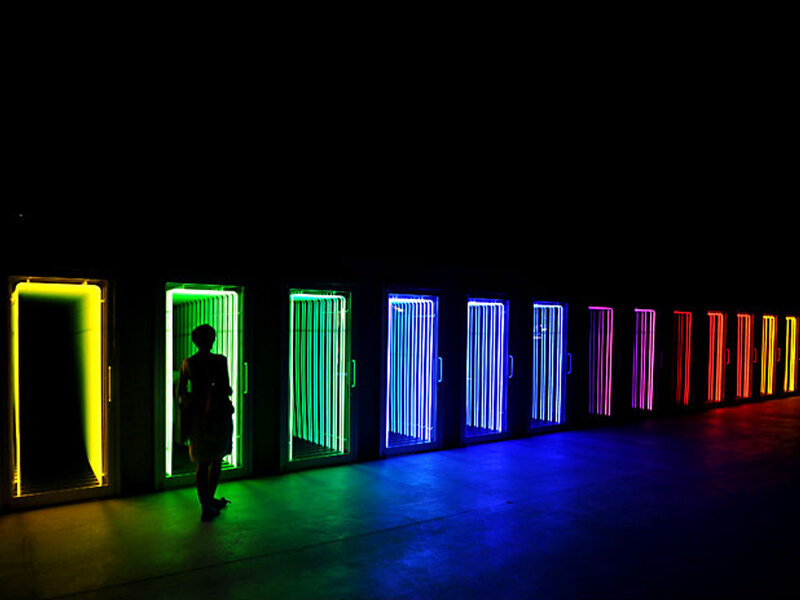 Colorful light doors installation