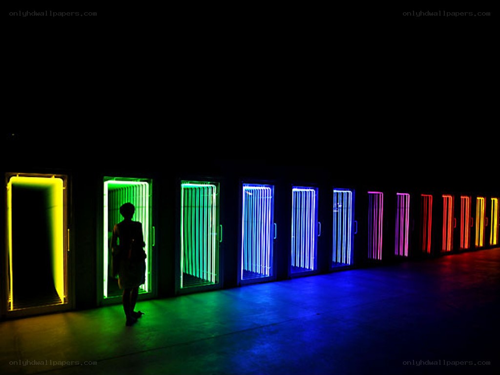 Colorful light doors installation