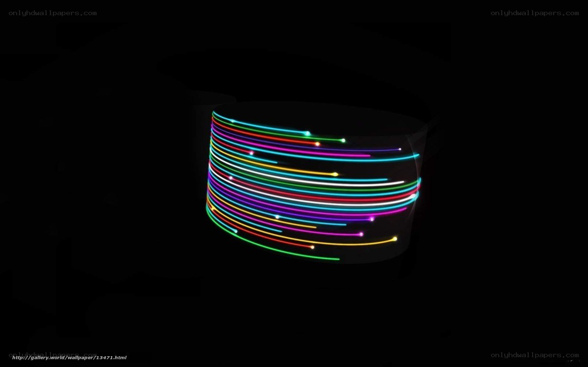Colorful light lines on black