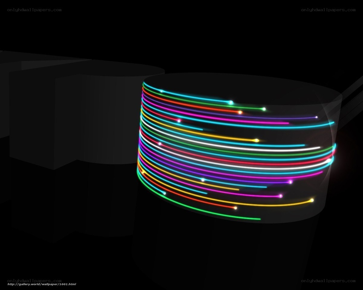 Colorful light lines on cylinder
