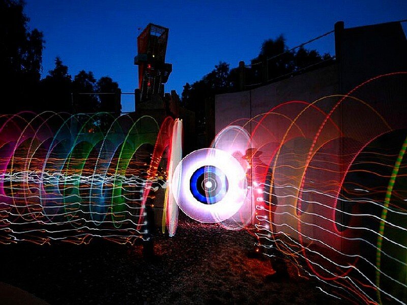 Colorful light painting at night