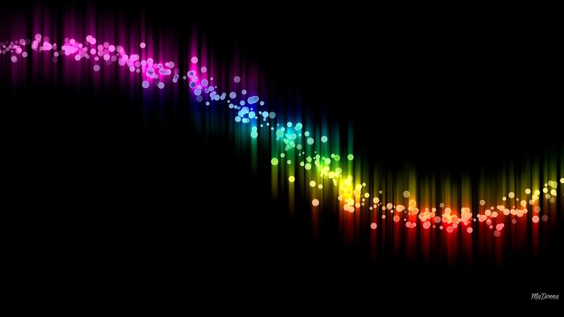 Colorful Light Particles — Black, Vibrant, Digital Art