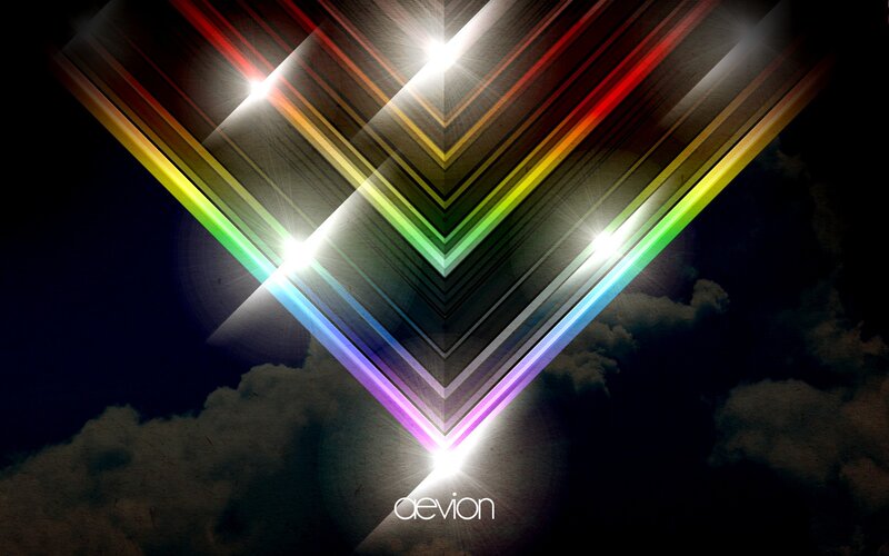 Colorful light rays in sky