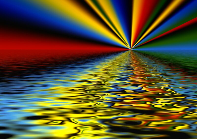 Colorful Light Rays on Water