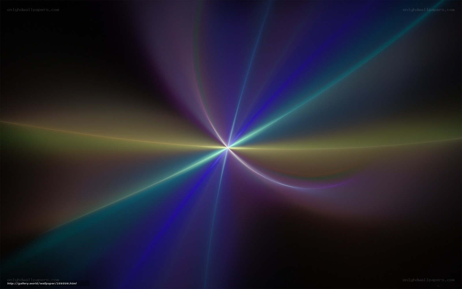 Colorful light rays radiate from center