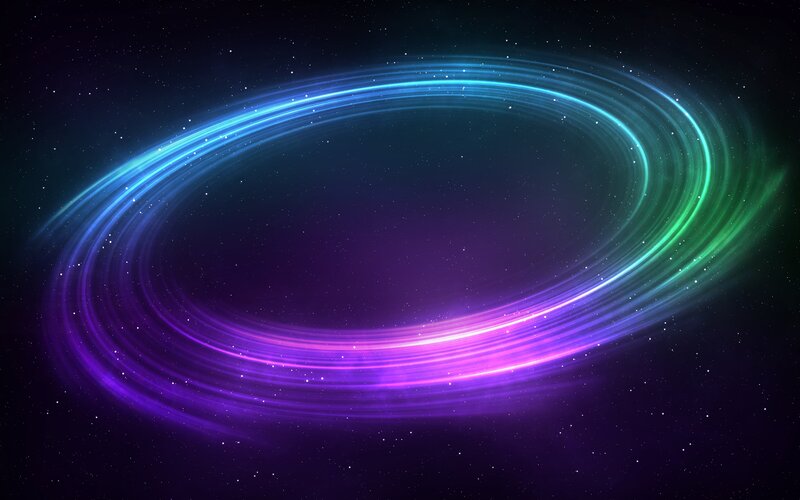 Colorful Light Rings — Blue, Cosmic, Night, Digital Art