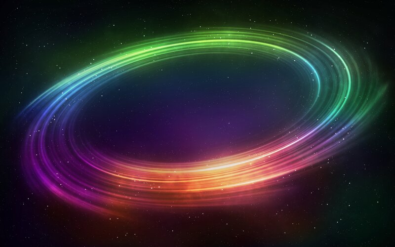 Colorful Light Rings — Green, Cosmic