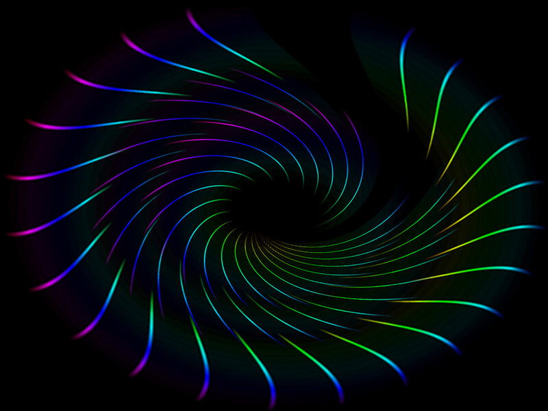 Colorful Light Spiral — Black