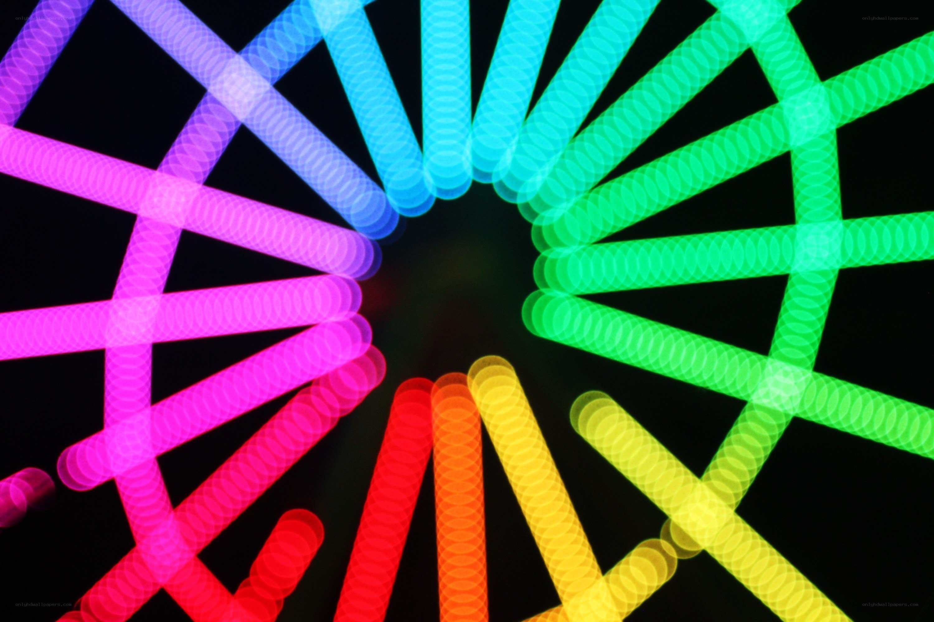 Colorful light sticks in a circle