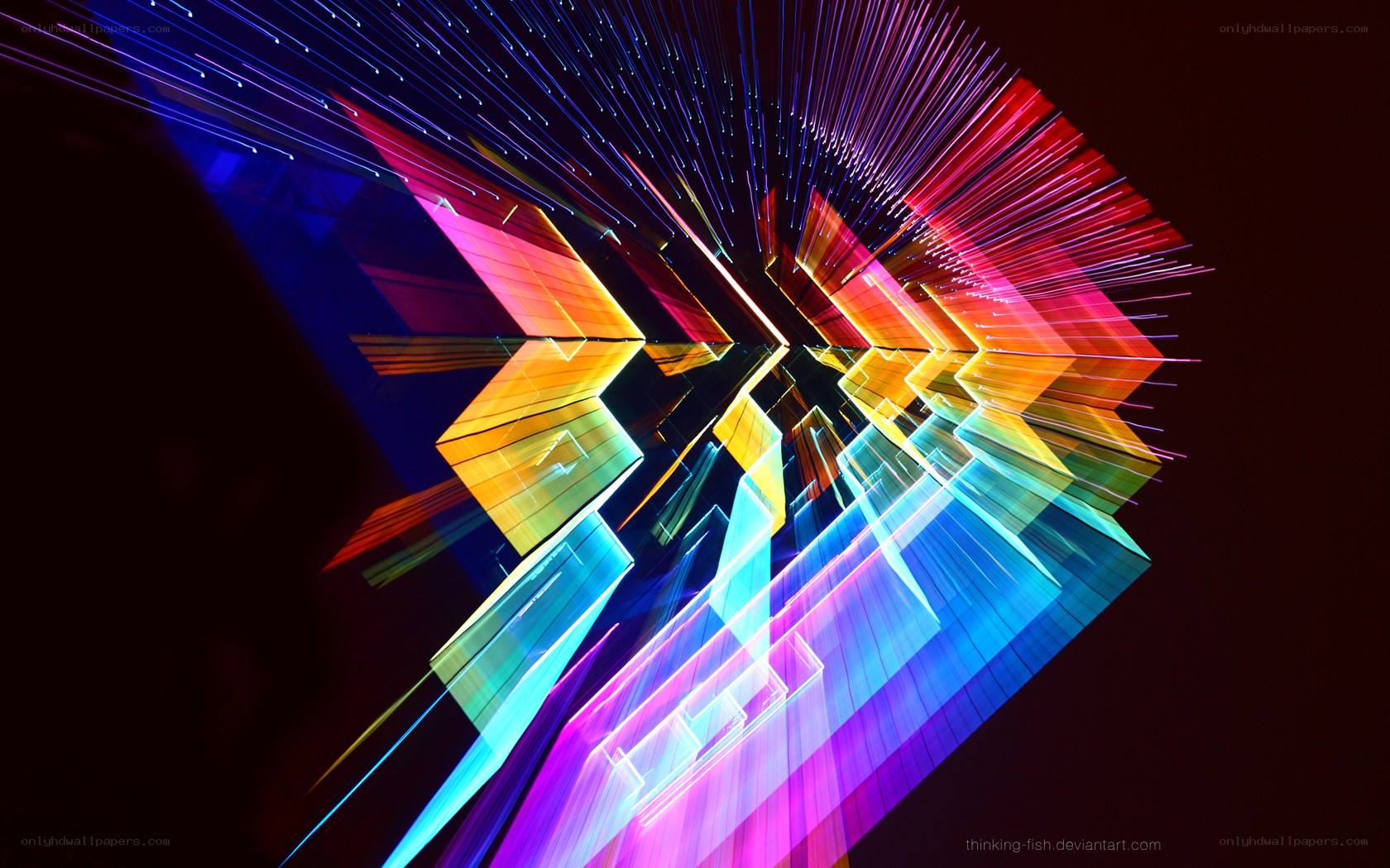 Colorful light streaks