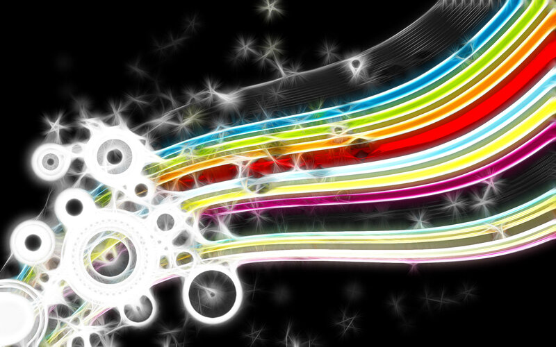 Colorful light streaks and sparkles
