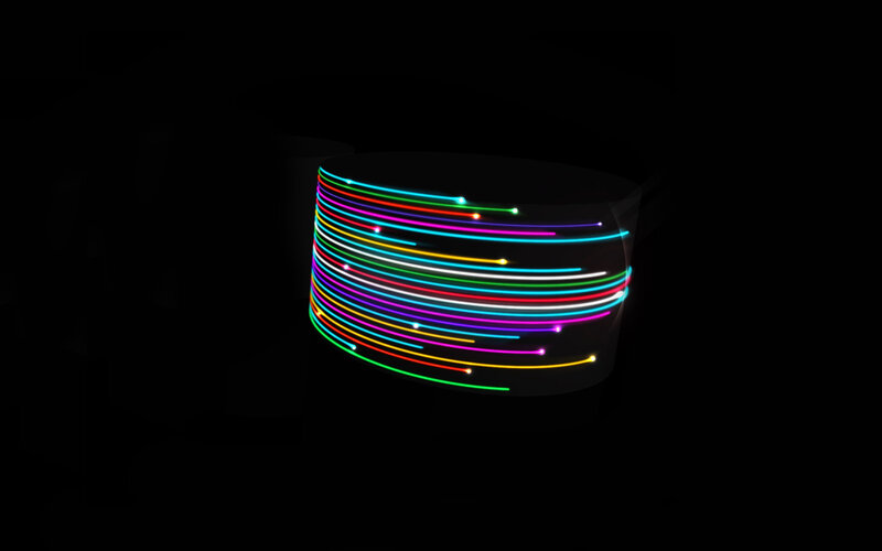 Colorful Light Streaks — Black, Abstract, Digital Art, Light Trails