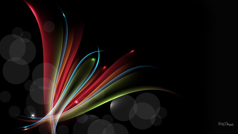Colorful Light Streaks — Black, Dynamic, Abstract, Bokeh