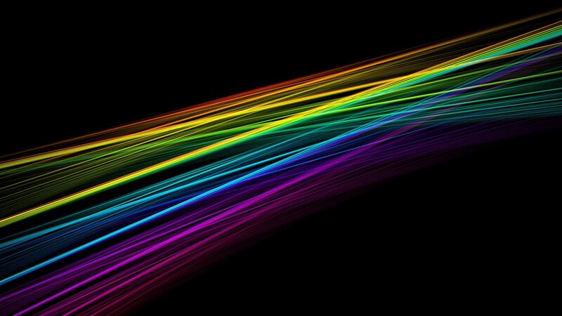 Colorful Light Streaks — Black, Dynamic, Abstract, Lines, Black Background