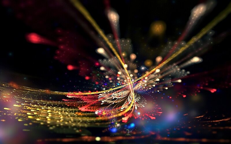 Colorful Light Streaks — Black, Dynamic, Digital Art, Light Trails